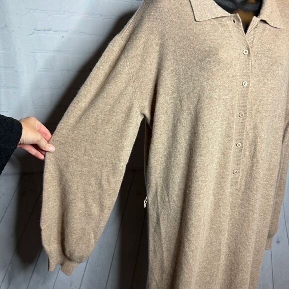 NEW Nordstrom tan cashmere knit straight leg jumpsuit size large luxurious - Picture 3 of 11